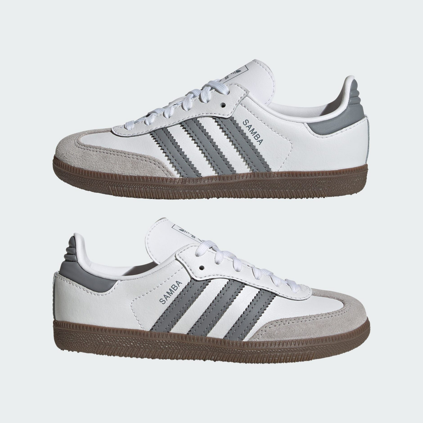 ADIDAS SAMBA J (WHITE/GREY/GUM